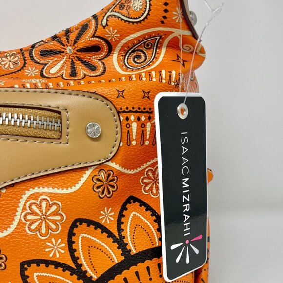 Isaac Mizrahi  East West Shoulder Bag  Bandanna  Paisley Print & Dust Bag - Picture 4 of 16